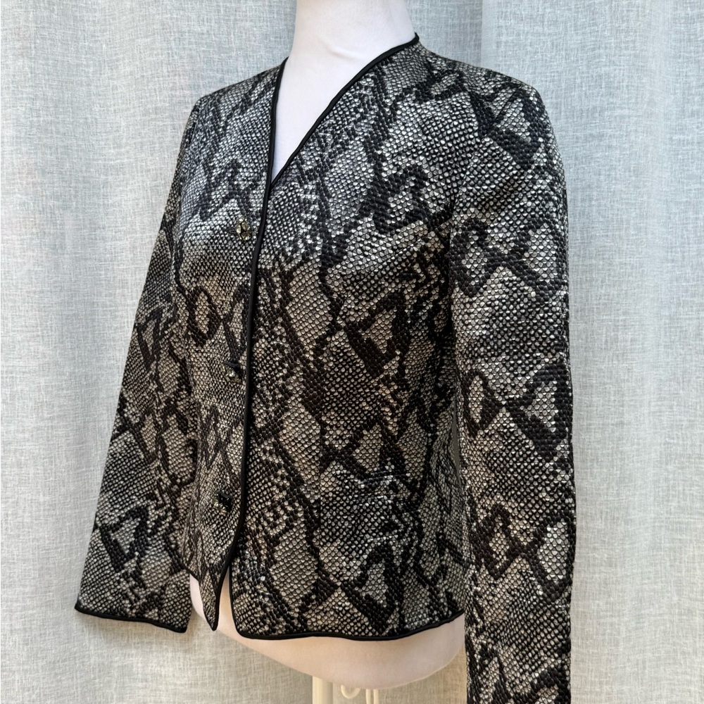 1990 Python Snake Skin Silk Quilted Rhinestone Bu… - image 4